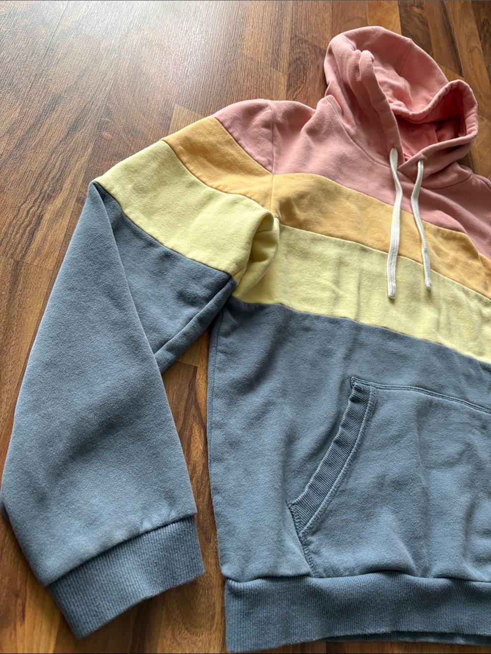 Marine Layer Woman’s Pastel Stripe Pullover Hoodie - Pink, Yellow, Cream, Blue - Picture 4 of 10